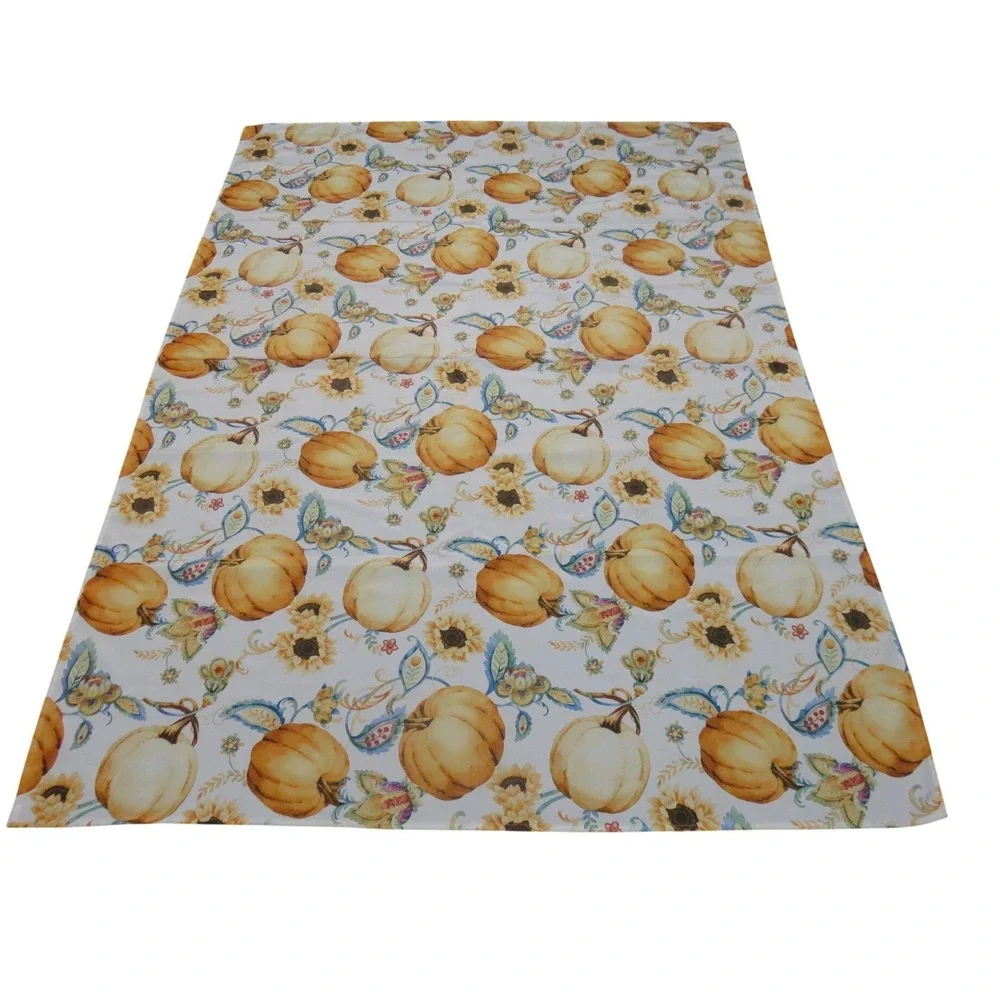 Harvest Pumpkin Sunflower Paisley Rectangular Tablecloth Fall Thanksgiving Decor
